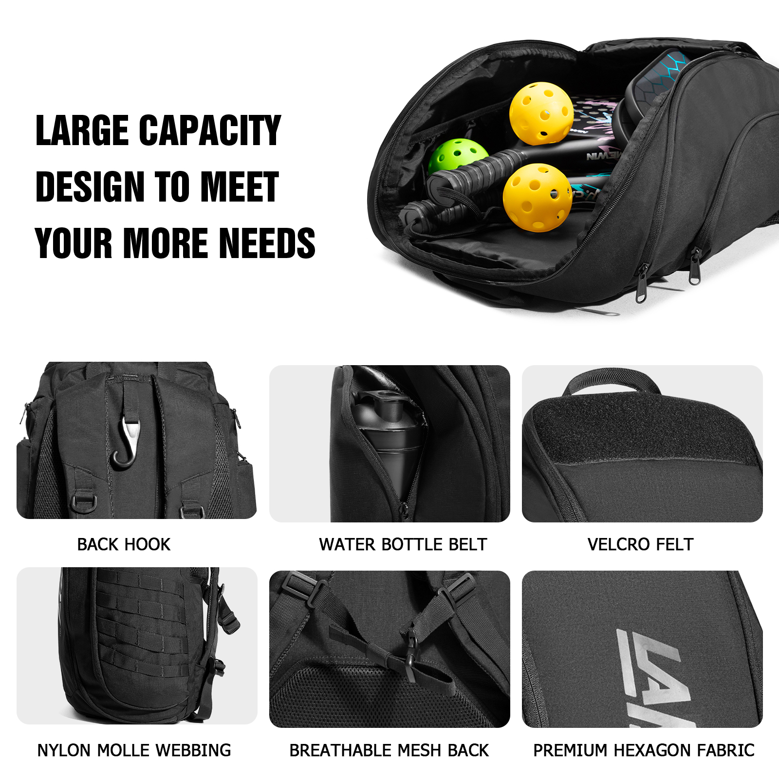 Pickleball Backpack LG-03（Black）