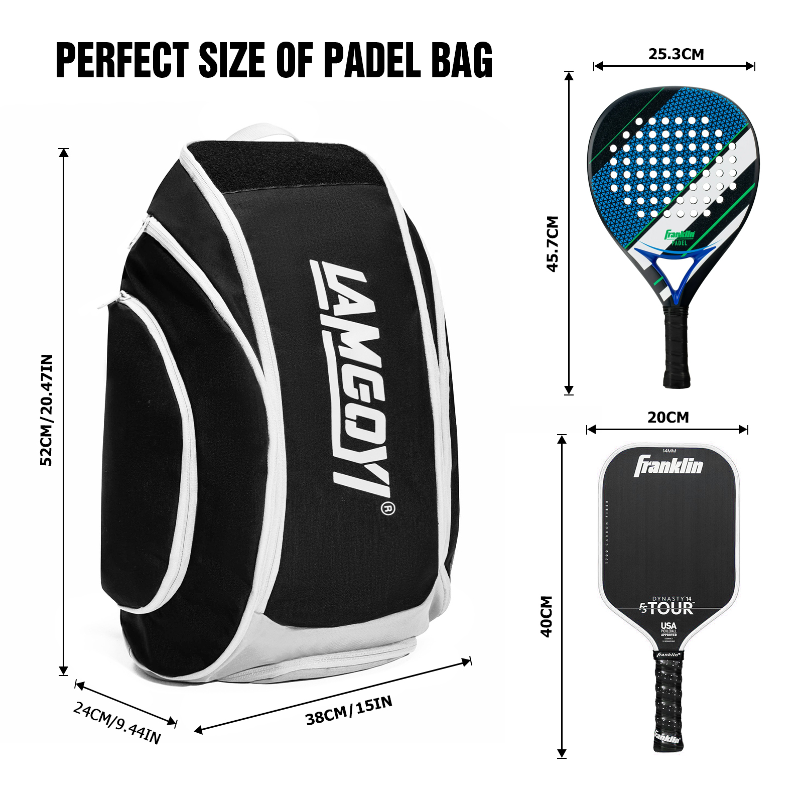 Pickleball Backpack LG-03（White and Black）