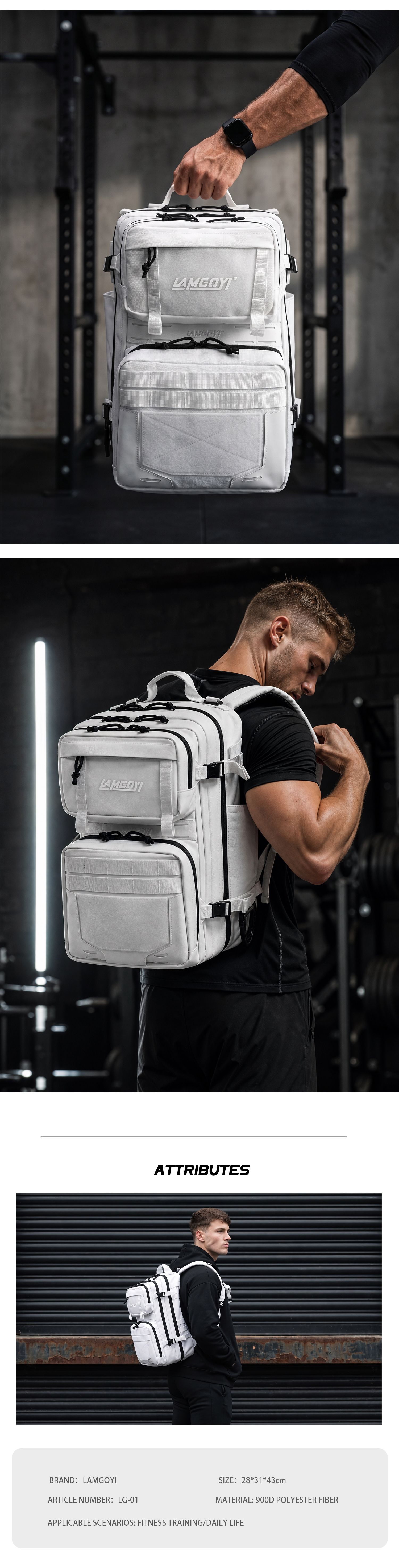 Versatile GYM Backpacks LG-01（White）