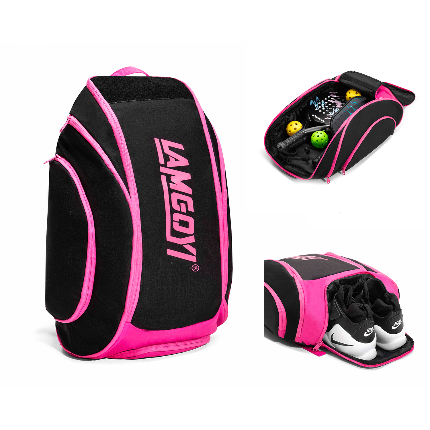 Pickleball Backpack LG-03（Black and Pink）